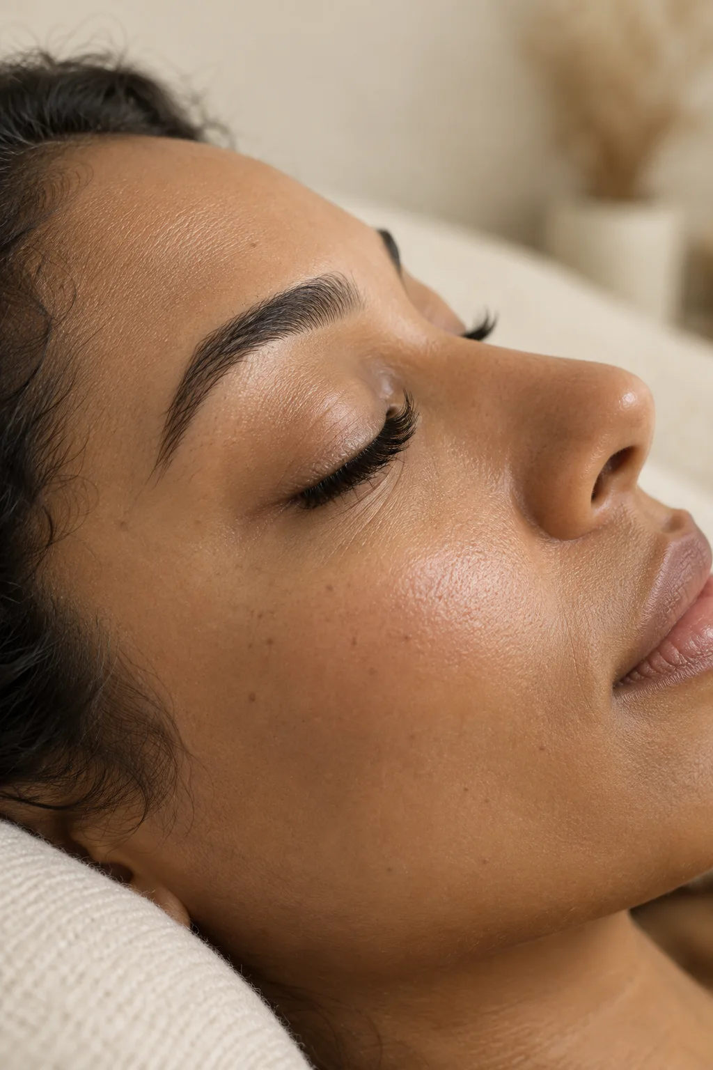 Close-up of softly defined lashes